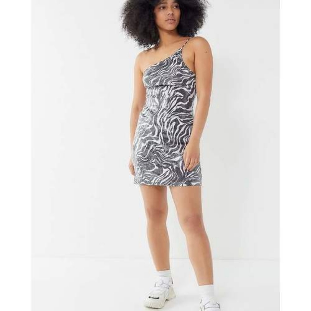 Motel Rocks Sequined Zebra Stripe Dress